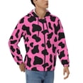 thumbnail image 4 of Zip Up Hoodies for Men - black pink cow animal print Long Sleeve Comfrt Men'S Fashion Hoodies & Sweatshirts, Jackets for Men Hoodies Pullover Clothing Clothes with Pouch, 4 of 5
