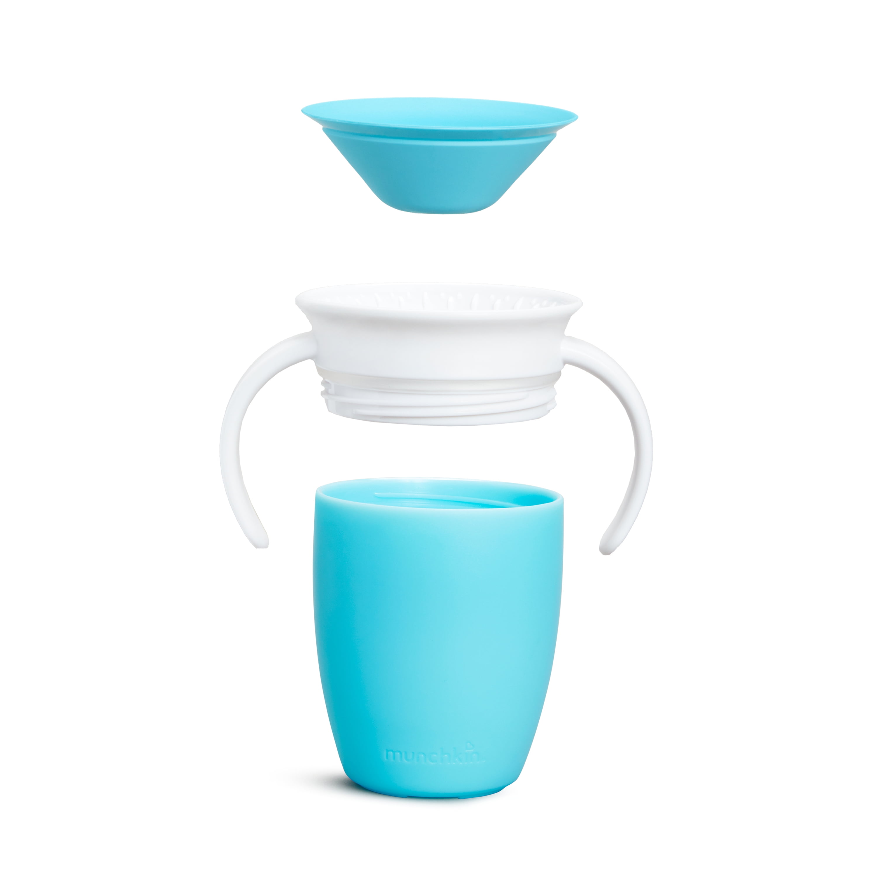 Munchkin Miracle 360° Trainer Sippy Cup with Handles, Spill Proof, 7 oz, 2 Pack, Blue/Green, Unisex