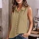 thumbnail image 1 of TaTaai Women Collared Cotton Linen Sleeveless Shirt Button Design Breathable Machine Washable Lightweight No Fading Casual Office Daily Fashion Tank Top Gift, 1 of 8