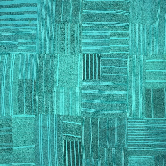 Ahgly Company Machine Washable Indoor Square Abstract Turquoise Blue Contemporary Area Rugs, 6' Square