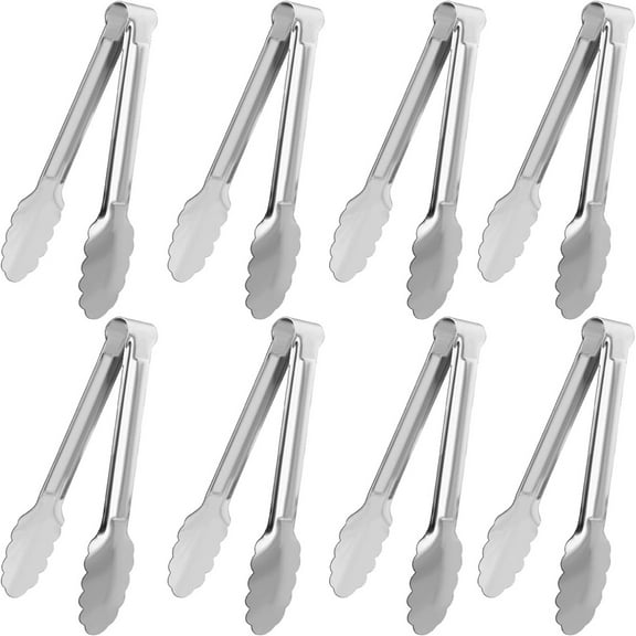 8 pack Serving Tongs Kitchen Tongs,Buffet Tongs, Stainless Steel Food Tong Serving Tong,small tongs 7inch