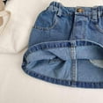 thumbnail image 5 of Xiaowennn Girls Denim Skirts Place Baby Toddler Girls Denim Skirt Ripped Distressed Ra Trim Denim Skirt Girls 1st Birthday Dress, 5 of 6