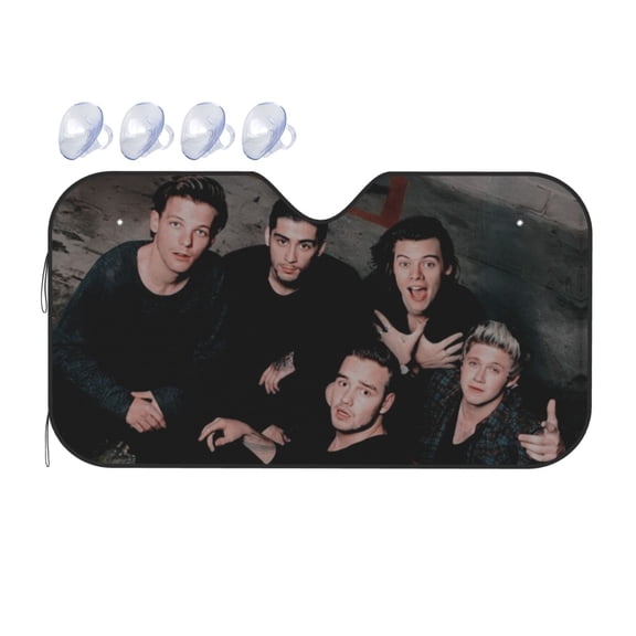 One Direction Car Front Windshield Sun Shade, Folding Auto Sunshade Blocks UV Rays Sun Visor Protector S