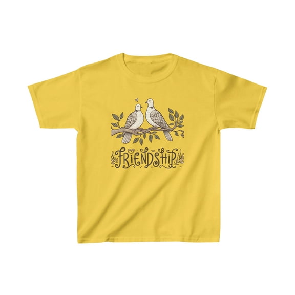 Kids Tee with Two Turtle Doves and Friendship Quote - Five Color Options
