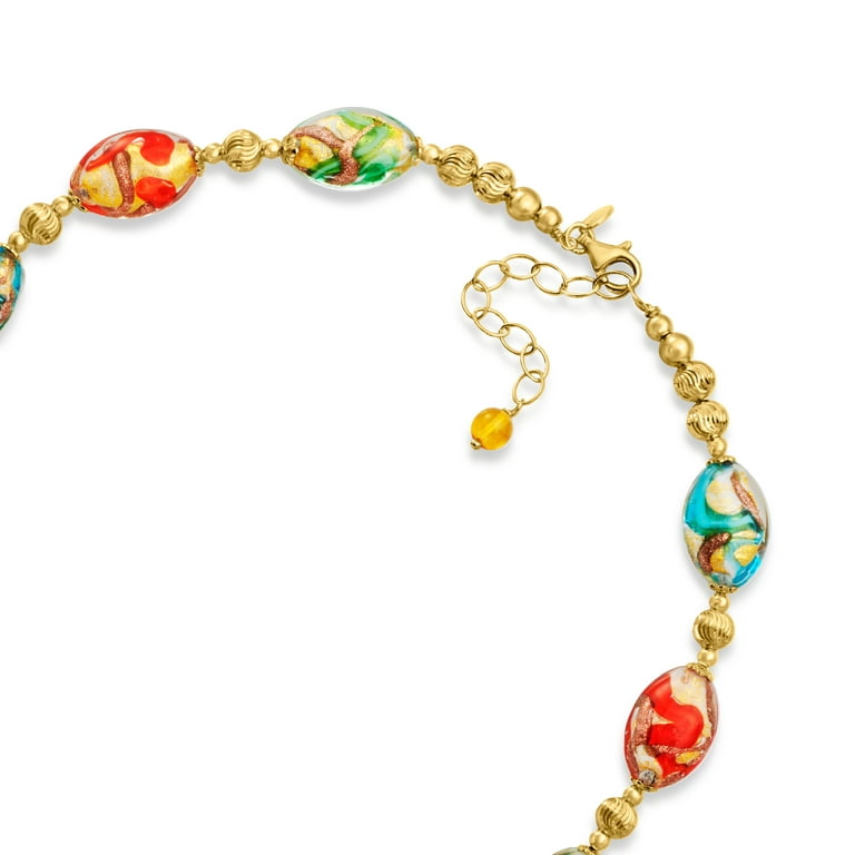 Glass Beaded Necklace- Silver / Gold Multicolor (Small Beads) – 3 Girls  Gifts