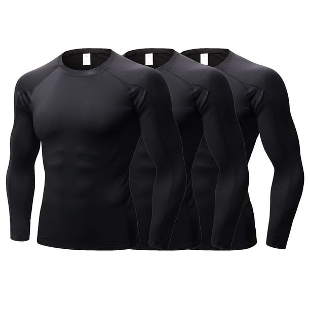 LANBAOSI 3 Pack Men Long Sleeve Compression Shirts Male Sports