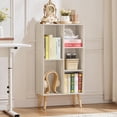 thumbnail image 2 of 5 Cube Bookshelf 3-Tier Bookcase with Legs,Mint Light Grey White Book Shelf Cute Storage Organizer,Free Standing Open Toy Shelves Wood Bookshelves,Display Bookcases for Bedroom,Living Room, 2 of 9