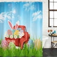 thumbnail image 2 of Blue Green Easter Bathroom Shower Curtains with 12 Hooks Polyester Waterproof Shower Curtain for Stalls and Bathtubs Spring Watercolor Eggs Bunny Red Truck Decorative Bathroom Curtain 60x72 Inches, 2 of 9