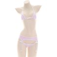 thumbnail image 4 of YOMORIO Anime Lencería Sexy Lindo Micro Bikini A Rayas Cosplay Conjunto De Sujetador Y Bragas, 4 of 4