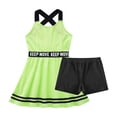 thumbnail image 5 of Linjinx Kids Girls 2 Pcs Tennis Golf Sport Dress Clothes A-Line Dresses with Shorts Sportwear Set Fluorescent Green 8, 5 of 7