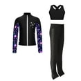 thumbnail image 2 of Alvivi Kids Girls Ice Skating Sport Outfit Long Sleeve Jacket +Tank Top + Pants Training Clothes Set Black 12, 2 of 6