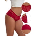 thumbnail image 3 of Unique Bargains Women's Lace Ice Silk Mid Rise Comfort Underpants S Wine Red, 3 of 6