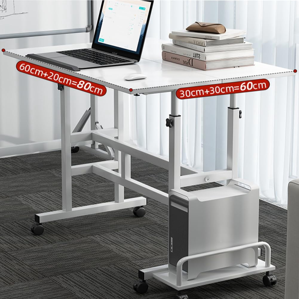 BouPower Mobile Laptop Sit-Stand Desk, Height Adjustable Standing Tiltable Top Desk, 31.5 Inch Stand Up Computer Table for Home Office, Small Rolling Table for Small Space