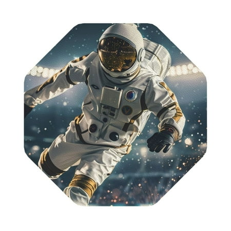 

Cauagu Astronaut Soccer Field for Round Coaster Drink Coasters Set of 4 Leather Bar Beer Beverage Cup Mat for Drinks for Tabletop Protection & Coffee Table Decor