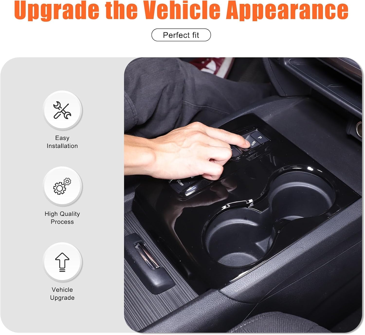 Center Console Gear Shift Panel Cup Holder Cover Trim Compatible with Honda Pilot 2016-2022/ Ridgeline 2020-2023/ Passport 2019-2023 Accessories