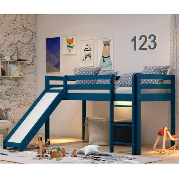 Cama con resbaladilla azul House Muebles Infantiles infantil