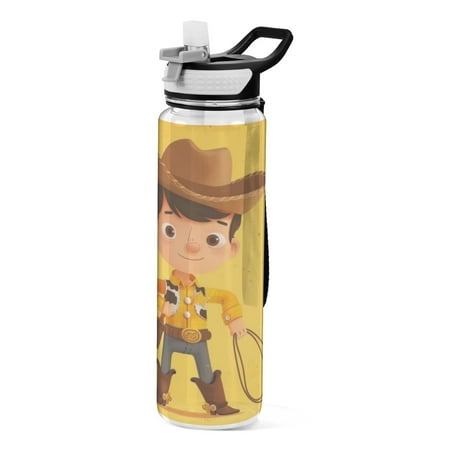 

Sports Water Bottle 1000ML Tritan Food Grade Clear Water Bottle Fitness Outdoor Sports Bike Brown Hat Western Cowboy Boy