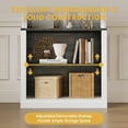 thumbnail image 3 of 5-Tier Open Bookcase, Tall Roman Column Bookshelf with LED Lights, White & Black Wood Grain Adjustable Book Shelves, Freestanding Display Storage Organizer for Home Office, Living Room, 3 of 7