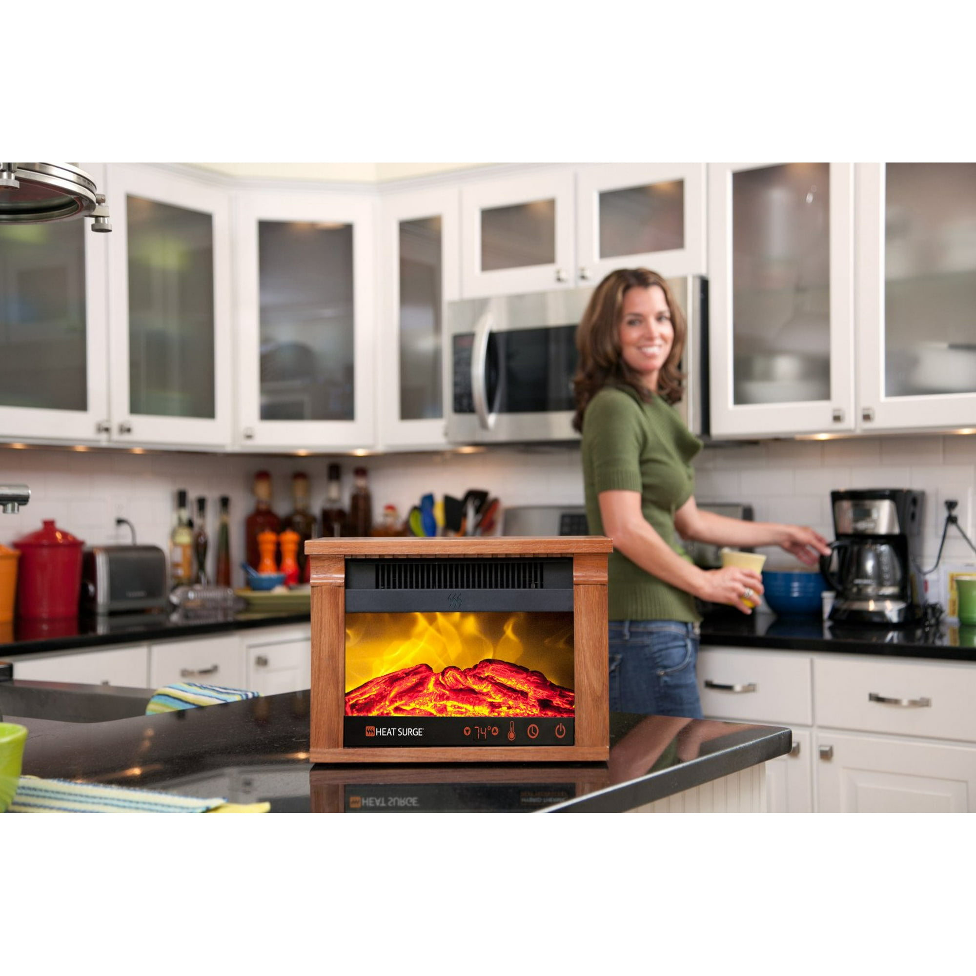 Heat Surge Mini Glo Portable Electric Fireplace Heater, Remote Control -  Dark Oak | Walmart Canada