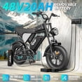 thumbnail image 6 of YVY Electric Bike for Adults,Peak 1500W 28MPH,48V 20AH Removable Battery,Max 100 Miles Electric Bicycle,16"*4.0" Fat Tire Mountain Bike, 6 of 7