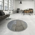 thumbnail image 3 of Ahgly Company Indoor Round Patterned Dark Gray Novelty Area Rugs, 3' Round, 3 of 6