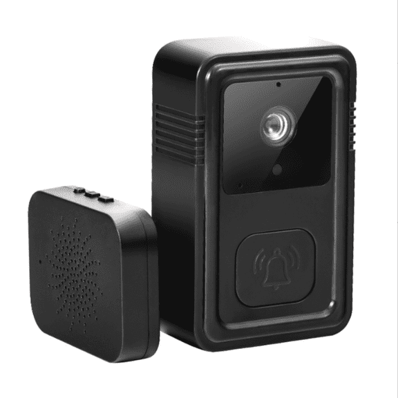 DUANJY Smart Video Doorbell, Smart Doorbell Set with Battery Push Button & Receiver for Two-Way Talk & Voice Change, Cloud Storage Family Sharing Door Chime with 38 melodies, Black