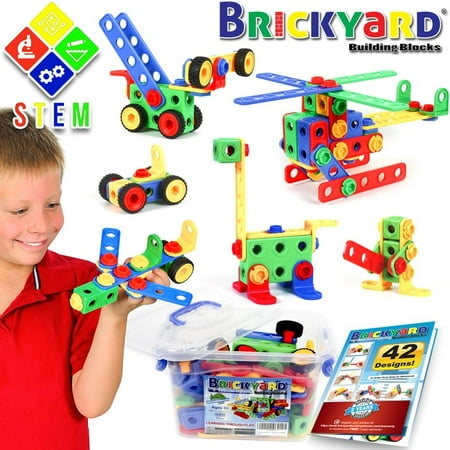 163 Piece STEM Toys Kit | Educational Construction Engineering Building Blocks Learning Set for Ages 3, 4, 5, 6, 7 Year Old Boys & Girls by Brickyard | Best Kids Toy | Creative Games & Fun