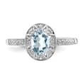 thumbnail image 4 of Sterling Silver Rhodium-plated Diam. & Aquamarine Ring Size 5, 4 of 5