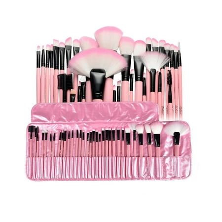 Zodaca 32 pcs Makeup Brushes Kit Brushes Gift Set Powder Foundation Eyeshadow Eyeliner Lip with Pink Cosmetic Pouch