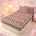 thumbnail image 2 of Manfei Festive Stripes Zipper Twin Comforter Sets with Fitted Sheet and 2 Pillowcases,Traditional Christmas Zipper Bedding Set,Red Green,Christmas Reversible,4pcs, 2 of 8
