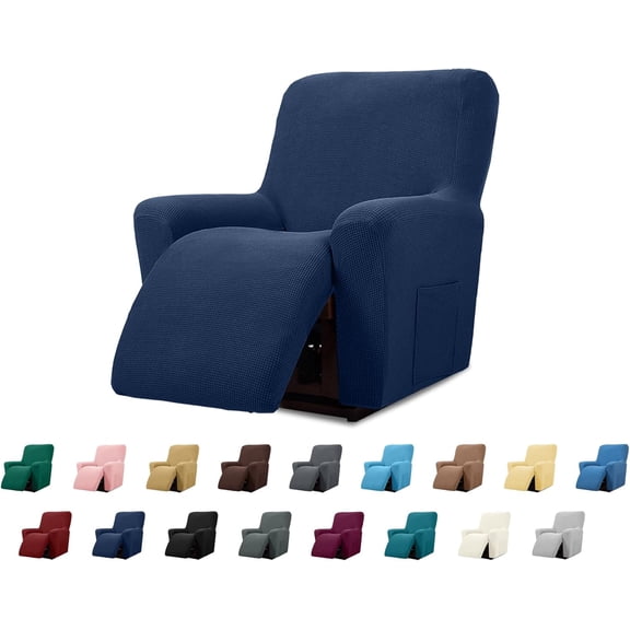 Recliner Chair Covers Lazy Boy Covers Stretch Reclining 1 Piece Furniture Protector with Elastic Bottom for Dog Kids-Navy