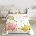 thumbnail image 2 of Manfei Pumpkin Carriage King Size Comforter Sets,Princess Gold Crown Bedding Comforter Set,Fairy Tale Theme Bedding Set For Girls,Breathable Home Decor Reversible,3 Pieces, 2 of 8