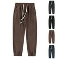 thumbnail image 1 of Men's Casual Solid Color Sweatpants Joggers Track Pants with Zipper Pockets Drawstring Elastic Waist for Outdoor Hiking Workout Athletic Daily Wear Comfortable Fit | IhhxPro,Black XL, 1 of 9