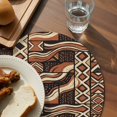 thumbnail image 3 of Retro Tribal Round 13 Inch Placemats Set of 8, Middle Century Bohemia Minimalist Art Red Brown HeatResistant Non Slip Place Mats for Dining Table, Wipeable Braided Kitchen Table Mats for Housewarming, 3 of 9