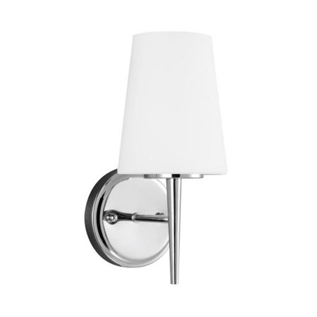 Cased Opal Etched Glass - Sea Gull Lighting Driscoll - One Light Wall Sconce, Chrome Finish with Cased Opal Etched Glass