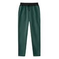 thumbnail image 4 of WTOBBY Men's Fleece-Lined Loose Athletic Pants, Winter Color Block Joggers with Pockets, Warm Casual Sports Pants for Cold Weather Activities,Dark Green 3XL, 4 of 5