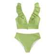 thumbnail image 4 of ANINEO New Multicolor Ruffled V-Neck Split Swimsuit High Waist Split Bikini Women Swimwear Breathable Hawaii Summer Tropical Brazilian Beachwear, 4 of 4