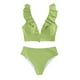 thumbnail image 4 of MKLEKYY Trajes De Baño Hombre Natacion New Multicolor Ruffled V Neck Split Swimsuit High Waist Split Bikini Women'S, 4 of 4