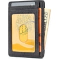 thumbnail image 2 of PUMIER Slim Minimalist Front Pocket RFID Blocking Leather Wallets for Men and Women - Cross Black, 2 of 7