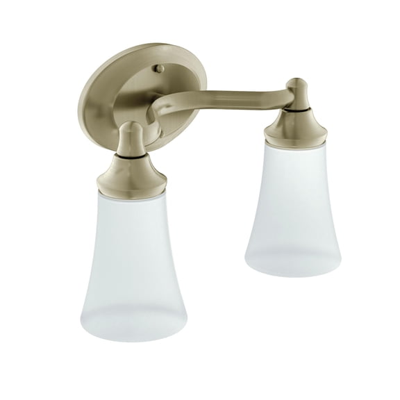Moen Eva Brushed Nickel 2-Light Dual-Mount Bath Bathroom Vanity Fixture with Frosted Glass