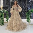 thumbnail image 1 of Vestido de noche de lujo con cuentas de industria pesada dorada, vestido de reina de temperamento sexy de alta sociedad, 1 of 5