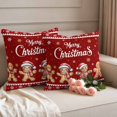 thumbnail image 2 of Gingerbread Christmas Outdoor Waterproof Pillow Covers, Red Golden Snowflake Winter Xmas Decorative Square Throw Pillowcase Sofa Cushion Sham for Patio/Couch/Chair, 26"x26" 2 Pack, 2 of 8
