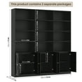 thumbnail image 5 of Homfa Triple Row 4 Tier Bookcase with Door, 70" Wide Large Bookshelf with 12 Display Cubicles, 72" Tall Farmhouse Bookcase for Home Office Living Room, Black, 5 of 7