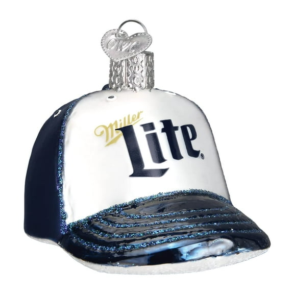 Old World Christmas Miller Lite Baseball Cap Glass Blown Ornament for Christmas Tree