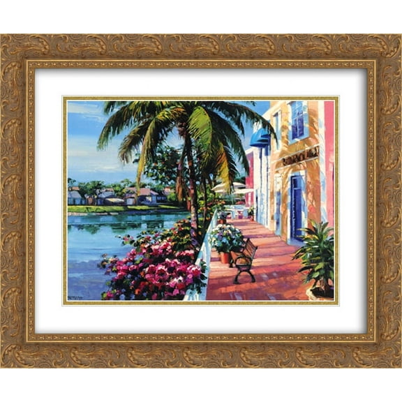 Naples, Florida 2x Matted 18x15 Gold Ornate Framed Art Print by Howard Behrens