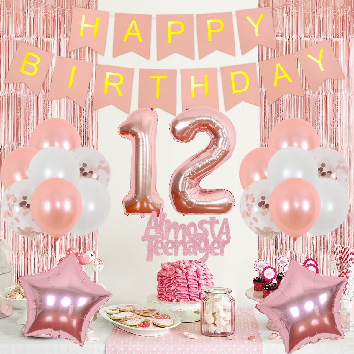 12th Birthday Decorations Rose Gold for Girls Women Sweet 12th