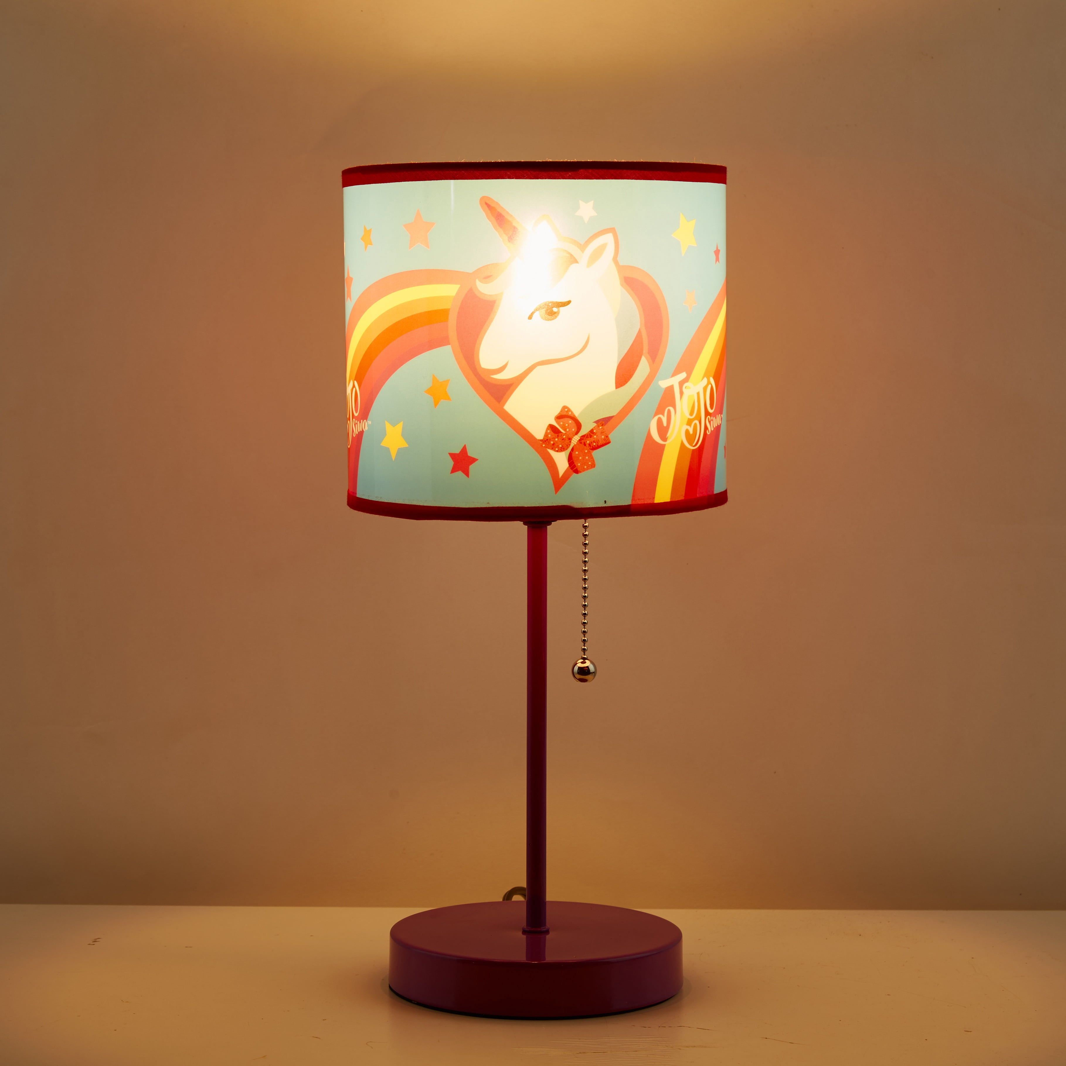Nickelodeon JoJo Siwa Unicorn Kids Room Table Stick Lamp, Mulitcolor, Pink Base