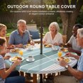 thumbnail image 3 of Round Outdoor Tablecloth with Umbrella Hole and Zipper, Teal Aqua Stripes Tablecloth with Elastic Waterproof, Modern Ombre Abstract Aesthetics Patio Table Covers for 36" - 44" Picnic Pool Tables, 3 of 9