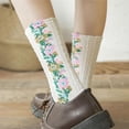 thumbnail image 3 of Popularate Socks, 5 Pairs Vintage Embroidered Floral Socks, Vintage Embroidered Floral Socks For Women Crew Socks, 3 of 8