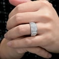 thumbnail image 3 of SHELOVES Mens Wedding Rings 925 Sterling Silver Rings Wedding Band for Man Round Cut AAAAA Cubic Zirconia CZ Size 12, 3 of 7